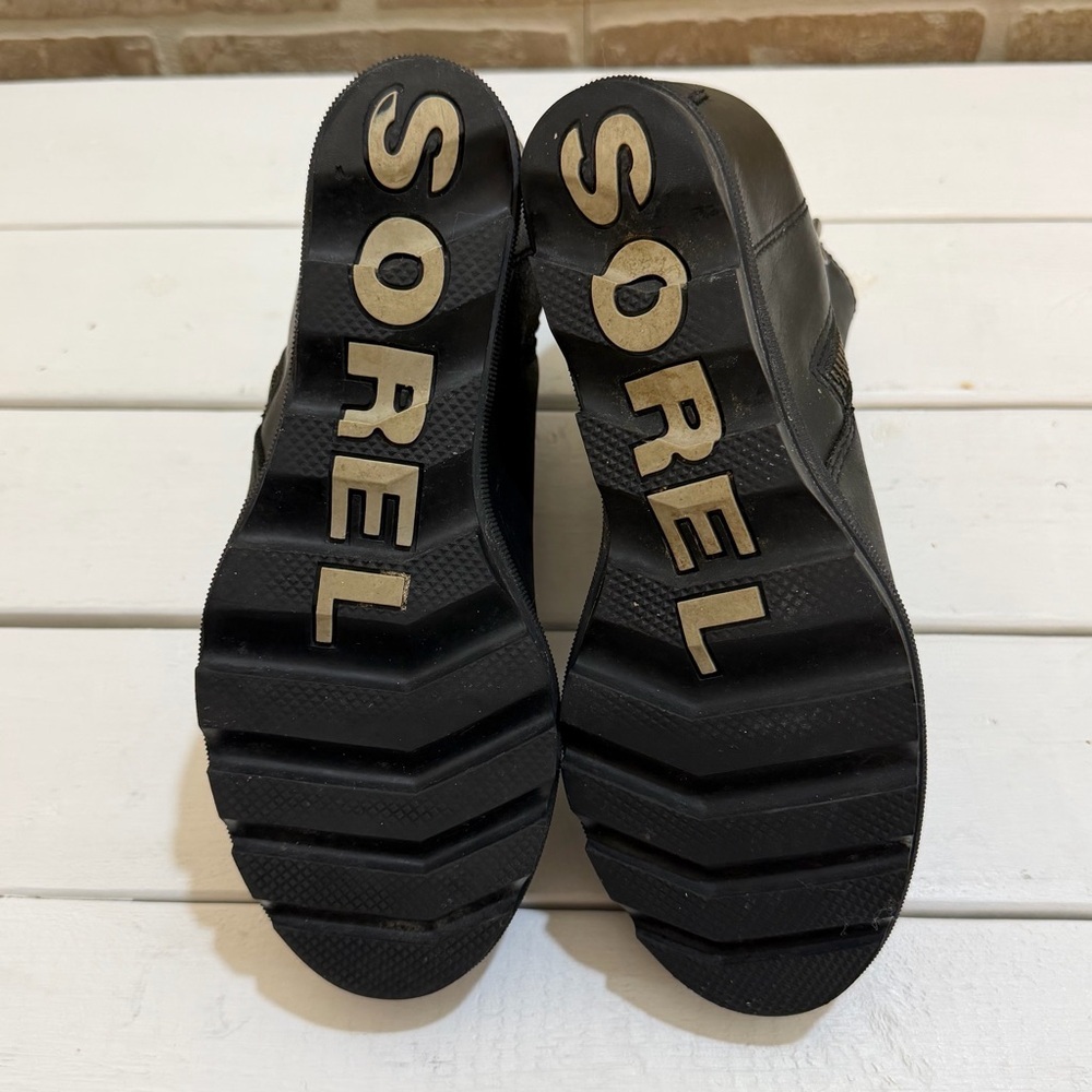 Sorel Women's Joan of Arctic Wedge II Zip Bootie Black Waterproof Leather Sz 7.5 - Picture 8 of 11